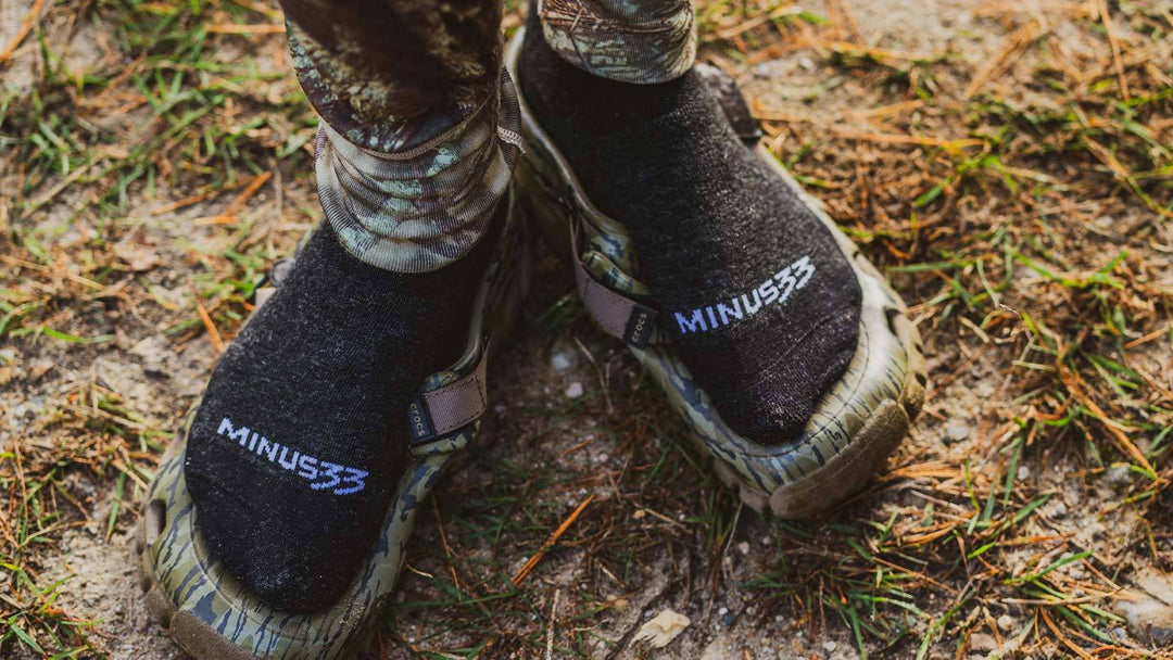 closeup of minus33 merino wool hunting socks made in usa