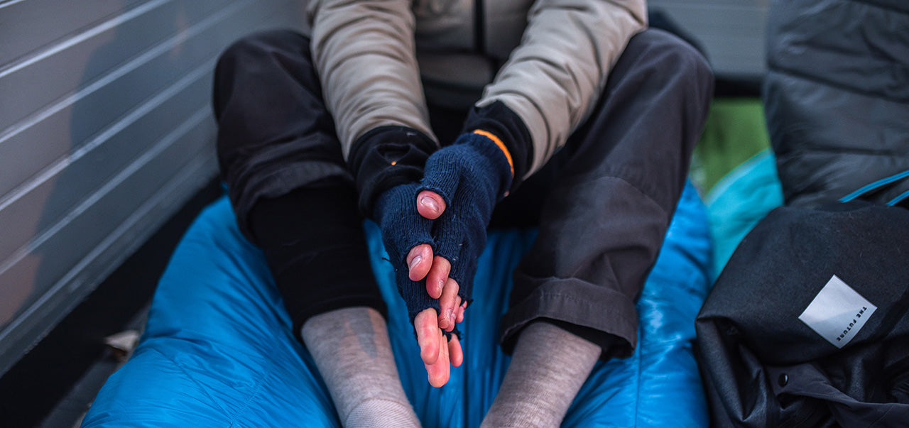 fingerless gloves while camping in cold weather