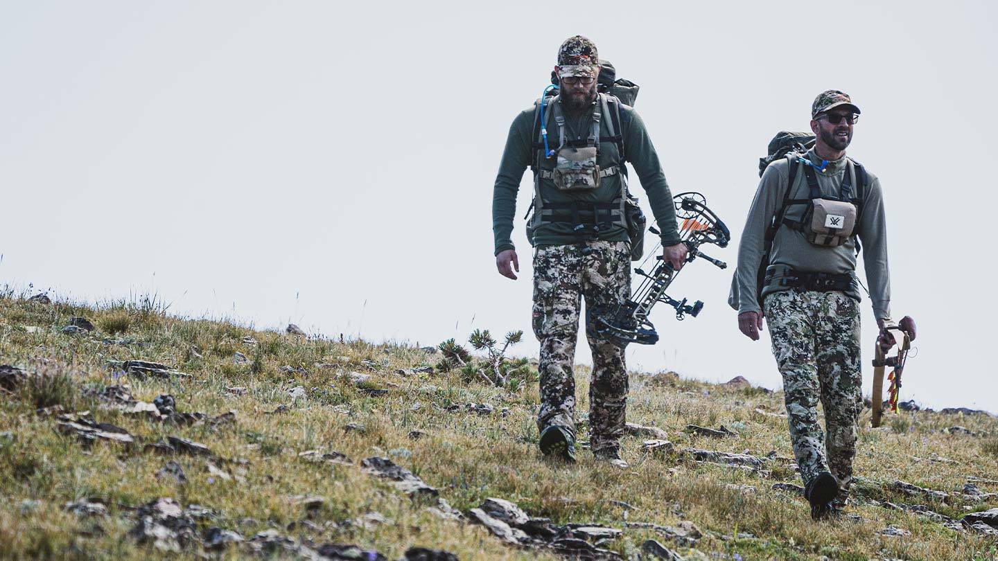 two men hunting while wearing big and tall minus33 merino wool clothing