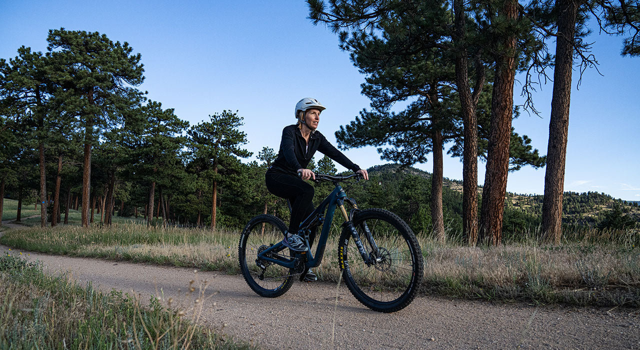woman biking wearing woolverino 