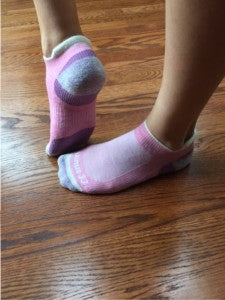 minus 33 merino wool clothing, Summit chicks test the Trek Runner sock, featuring the 3411WO worn on hardwood floor