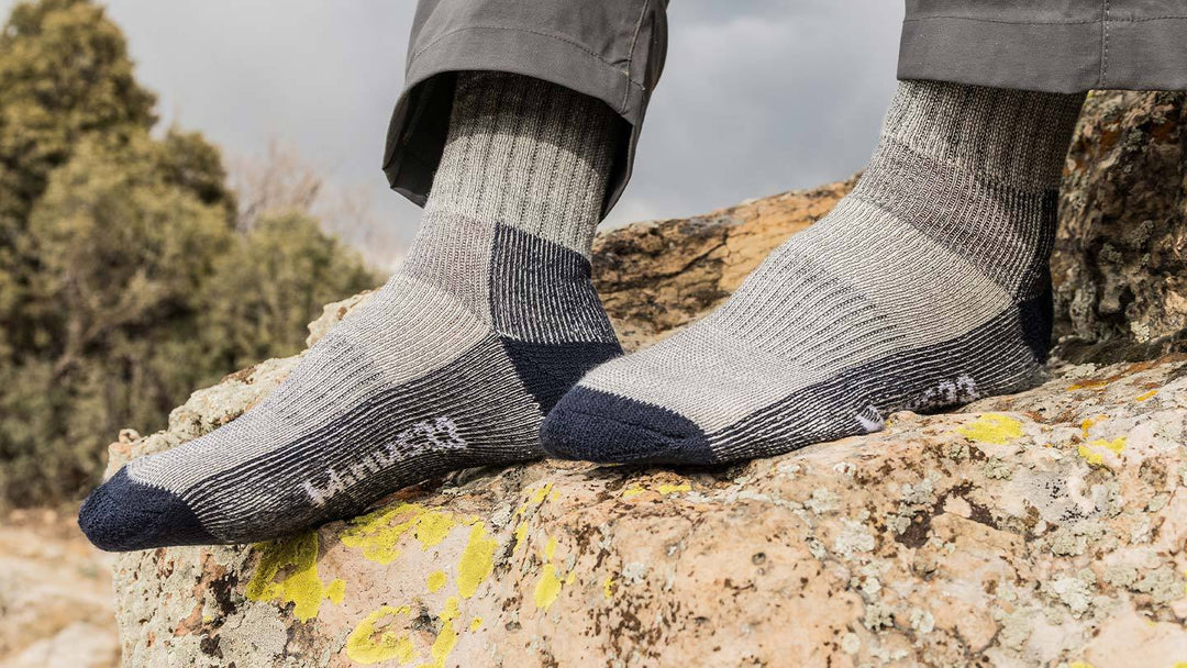 closeup of minus33 merino wool day hiker midweight socks