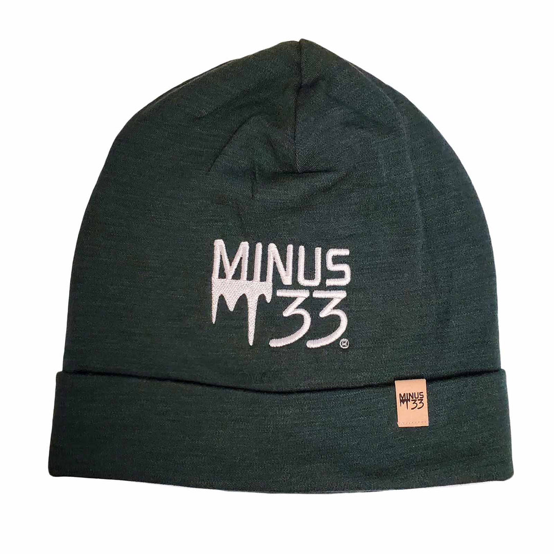 Midweight - Minus33 Logo'd Ridge Cuff Beanie 100% Merino Wool - Minus33 Merino Wool Clothing