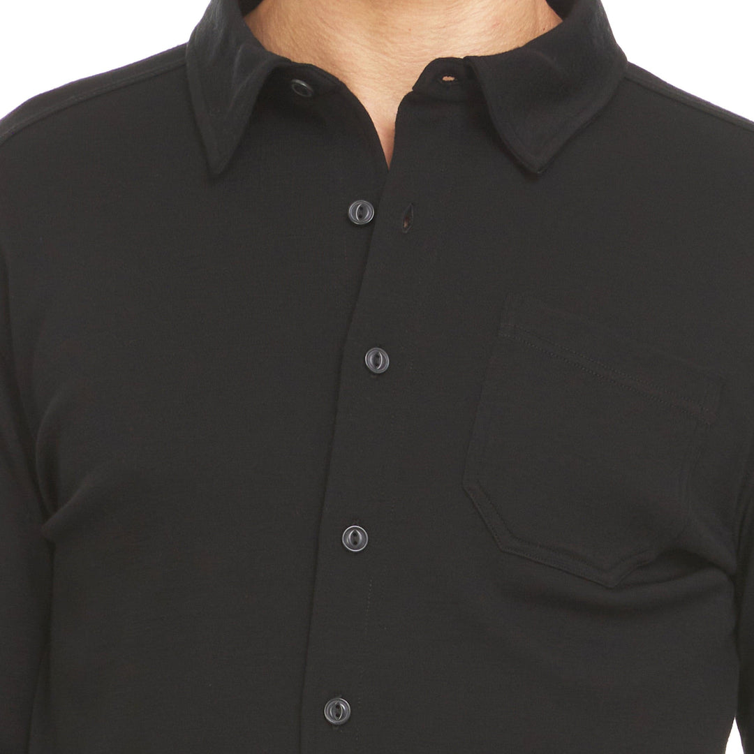 Minus33 Midweight - Men's Long Sleeve Button Up 100% Merino Wool, Size: XL, Black